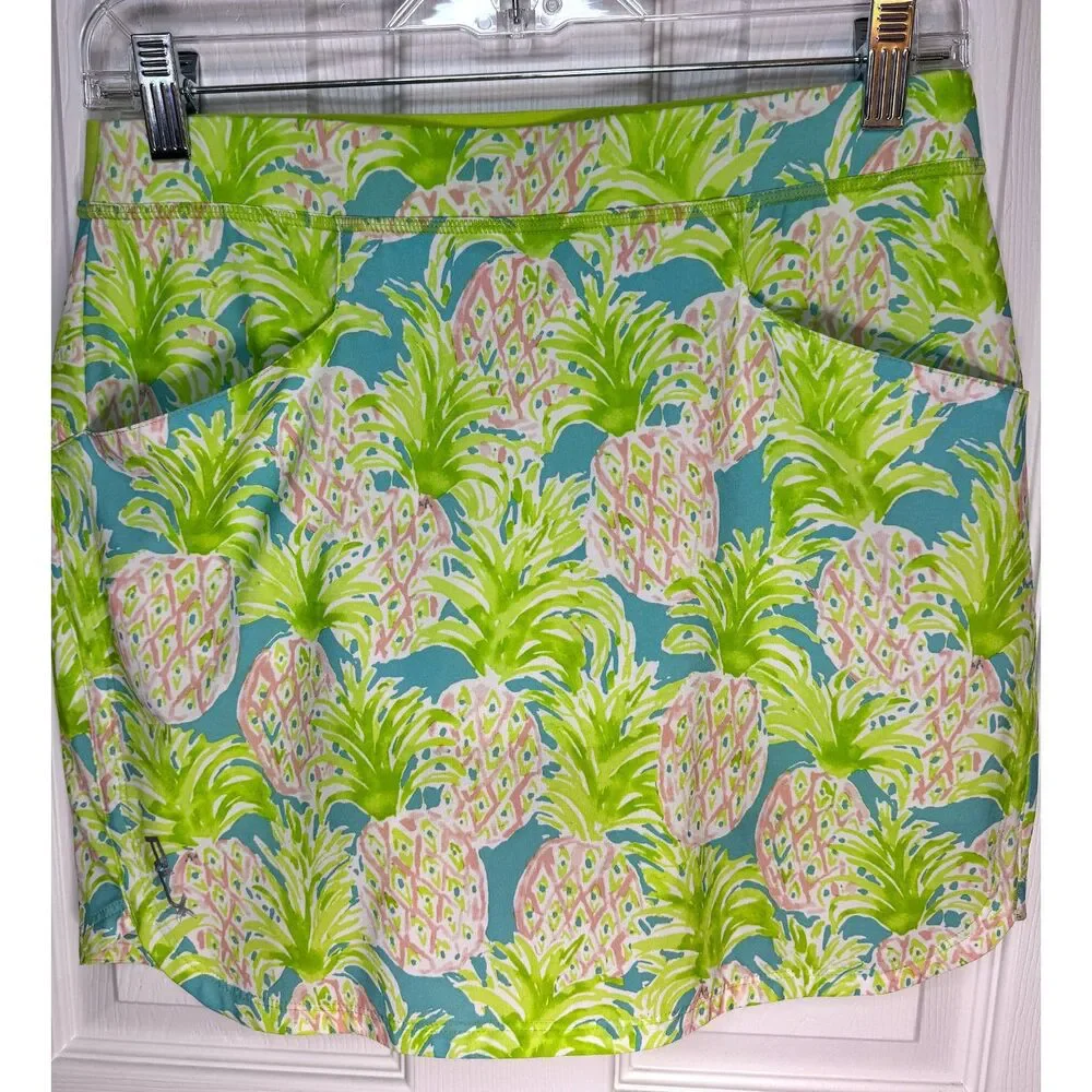 RLX Ralph Lauren Ladies Skort Size Small Lime, Blue and Pink Pineapples